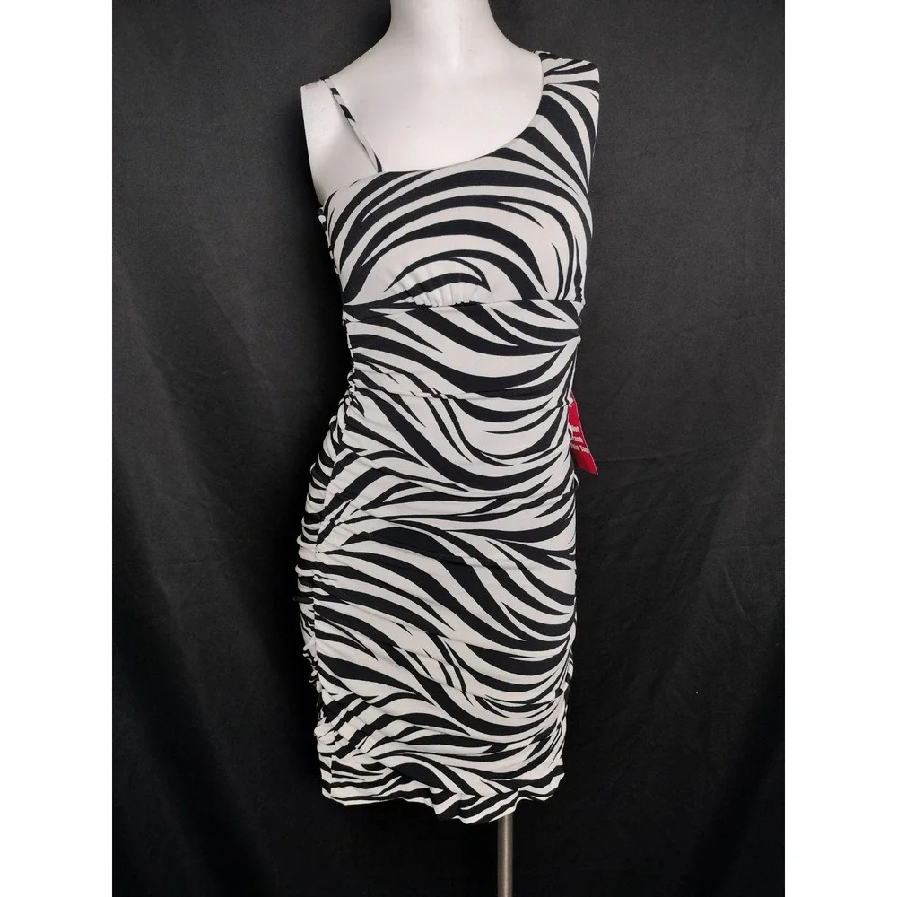 Zebra dress Med bodycon ruched sides party dance clubwear sassy fun cruise